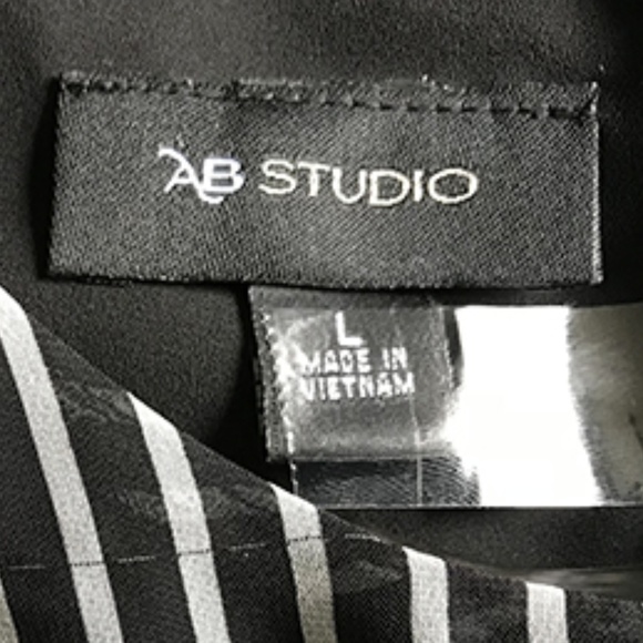 AB Studio Scoop Split Back Striped Lined Top L - Picture 6 of 7